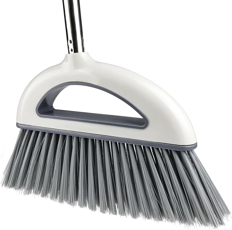 BAOYINGTE Angle Broom for Hardwood Floors - Soft Bristled Kitchen Broom, Indoor & Office Use (Off White) - Image 1